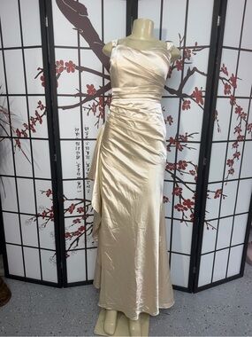 Satin Evening Gown - Champagne Gold
